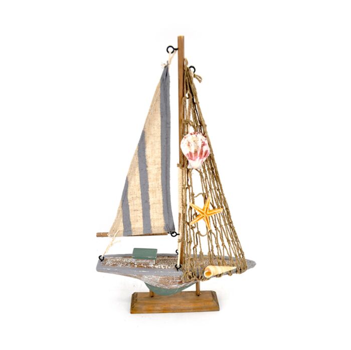 Strandsouvenir - Zeilboot Gestreept Stof