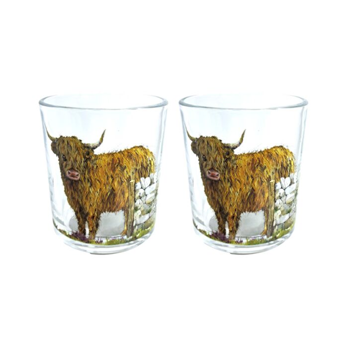 Jan Pashley Highland Koe Set 2 glazen Drinkglazen 350ml