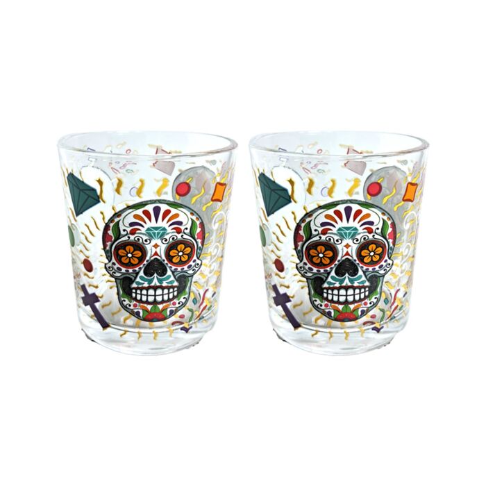 Dia de Los Muertos Set 2 glazen Drinkglazen 350ml