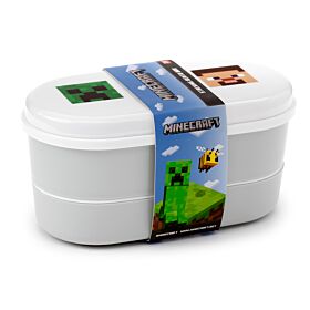 Minecraft Gezichten  - Bento Box Lunchtrommel met Vork Lepel