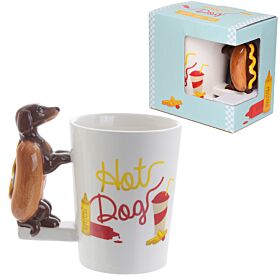 Worstenhond Hot Dog - Gevormd Handvat Keramiek Mok